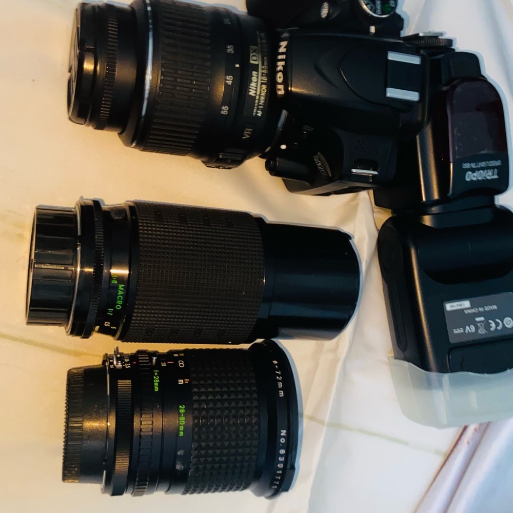 Nikon 3200 Black DSLR Camera with Lenses